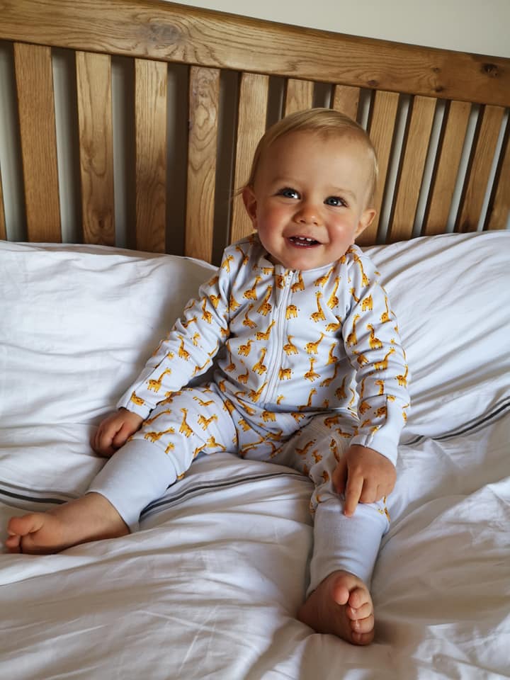 Giraffes organic cotton ZippyBoo suit