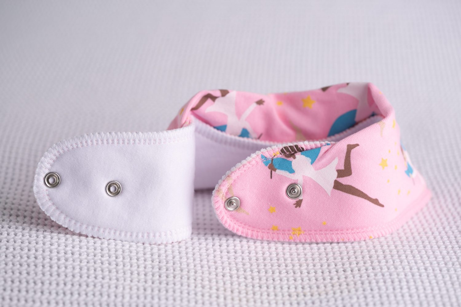 Baby pink fairies organic cotton DribbleBoo bandana bib