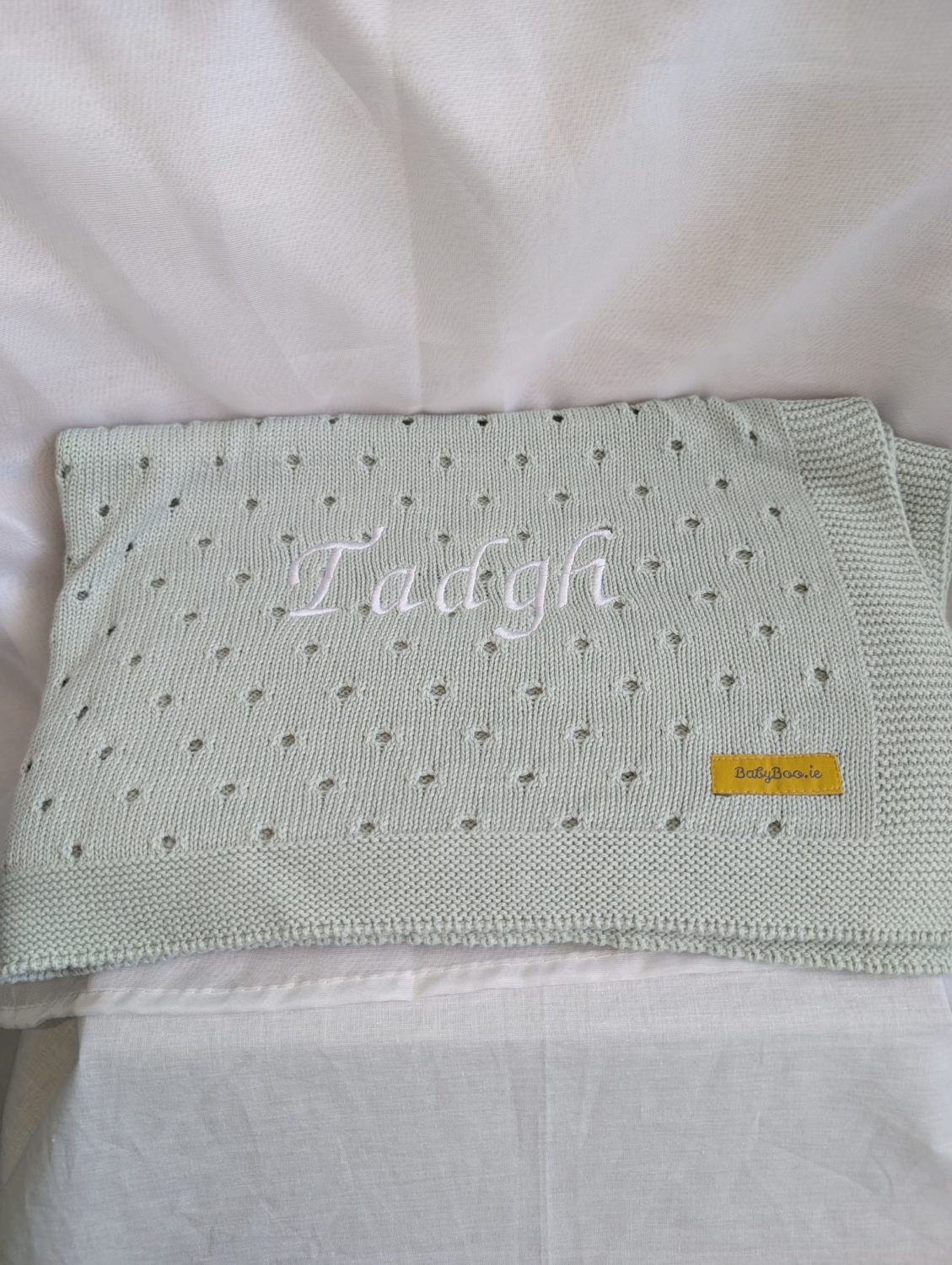 Sale - Organic cotton Mint Cellular Blankieboo - Tadgh