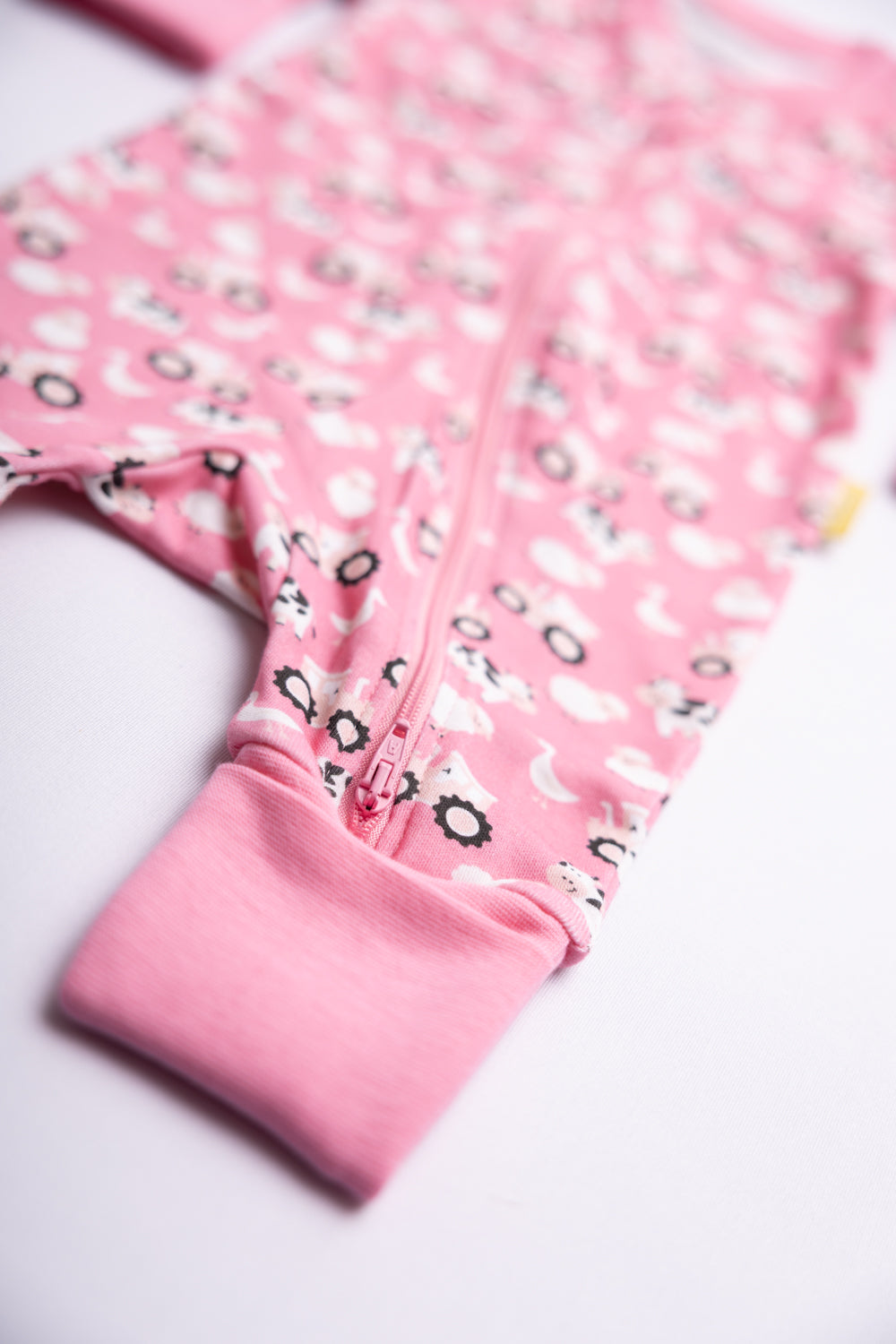 Pink Farmyard organic cotton ZippyBoo suit