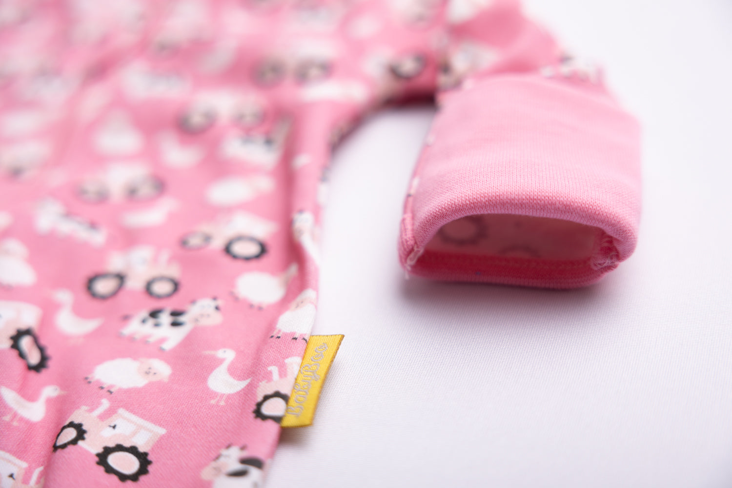 Pink Farmyard organic cotton ZippyBoo suit