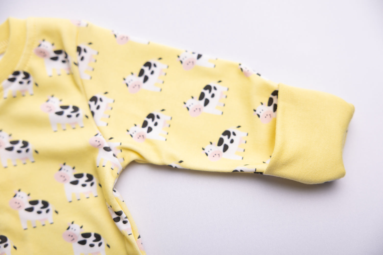 Lemon Bessie Cow organic cotton ZippyBoo suit