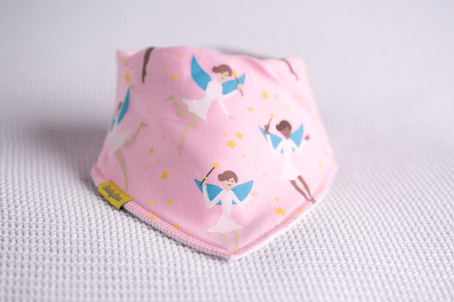 Baby pink fairies organic cotton DribbleBoo bandana bib