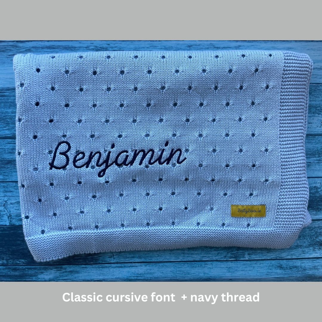 Organic cotton baby blue cellular BlankieBoo