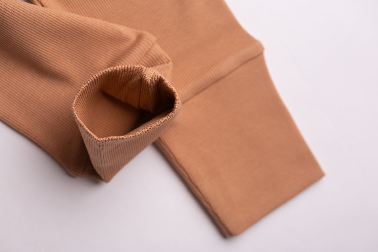 Caramel ribbed organic cotton loungewear set