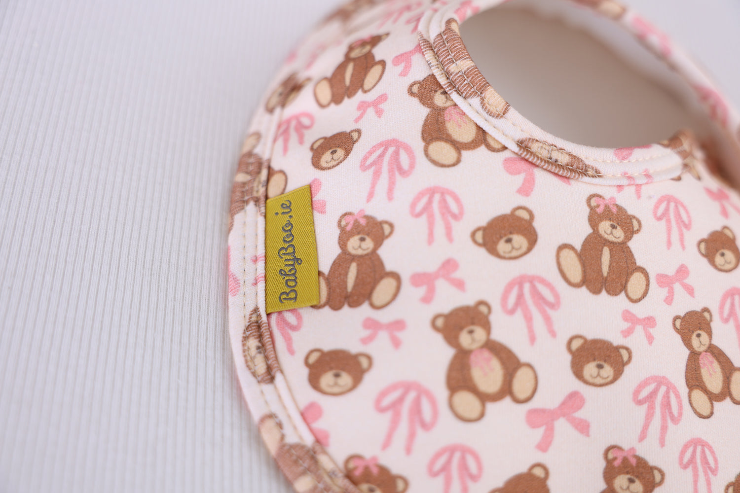 Bow and bear organic cotton LittleBoo baby bib