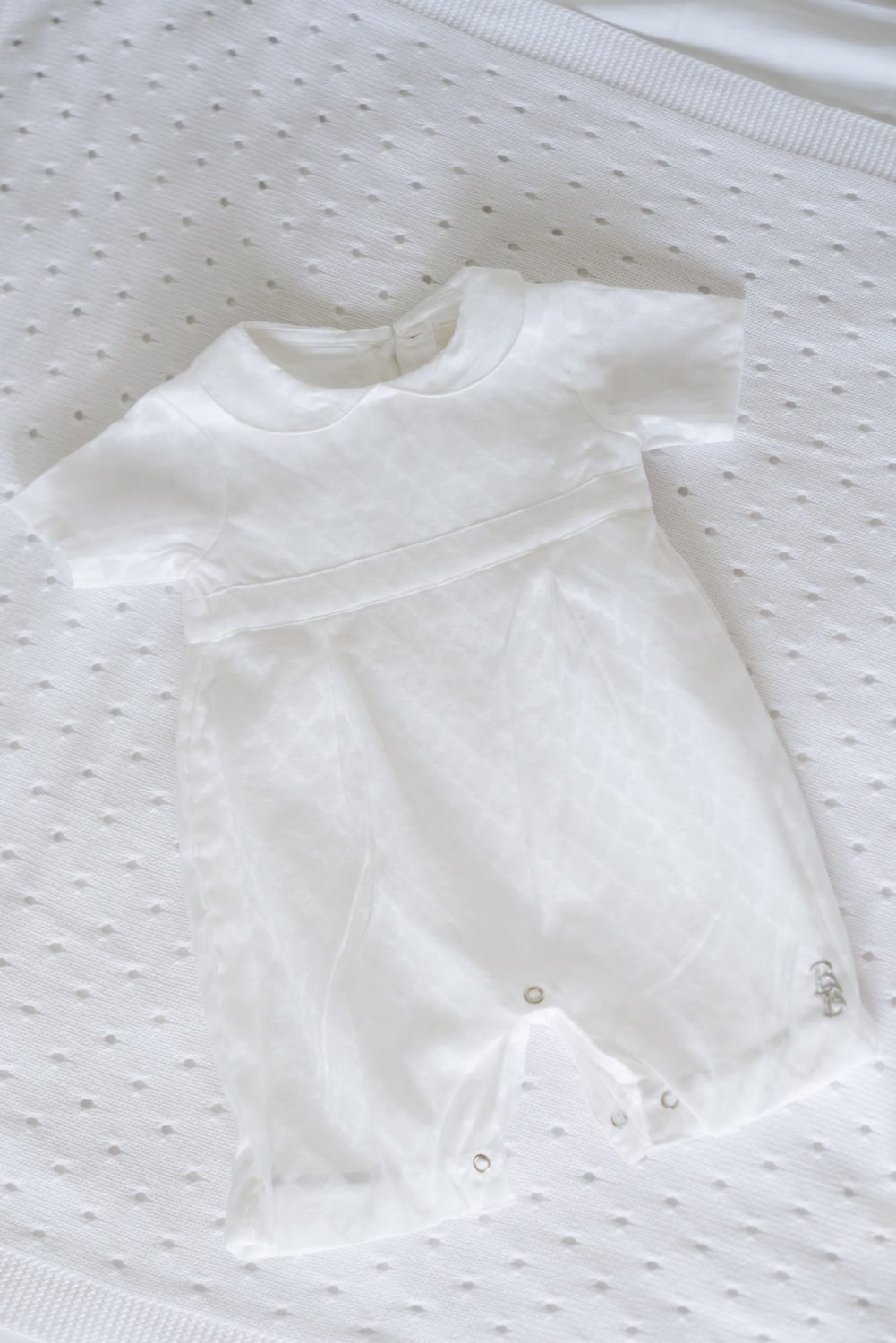 Imperfect Lattice style organic cotton romper (Oisín)