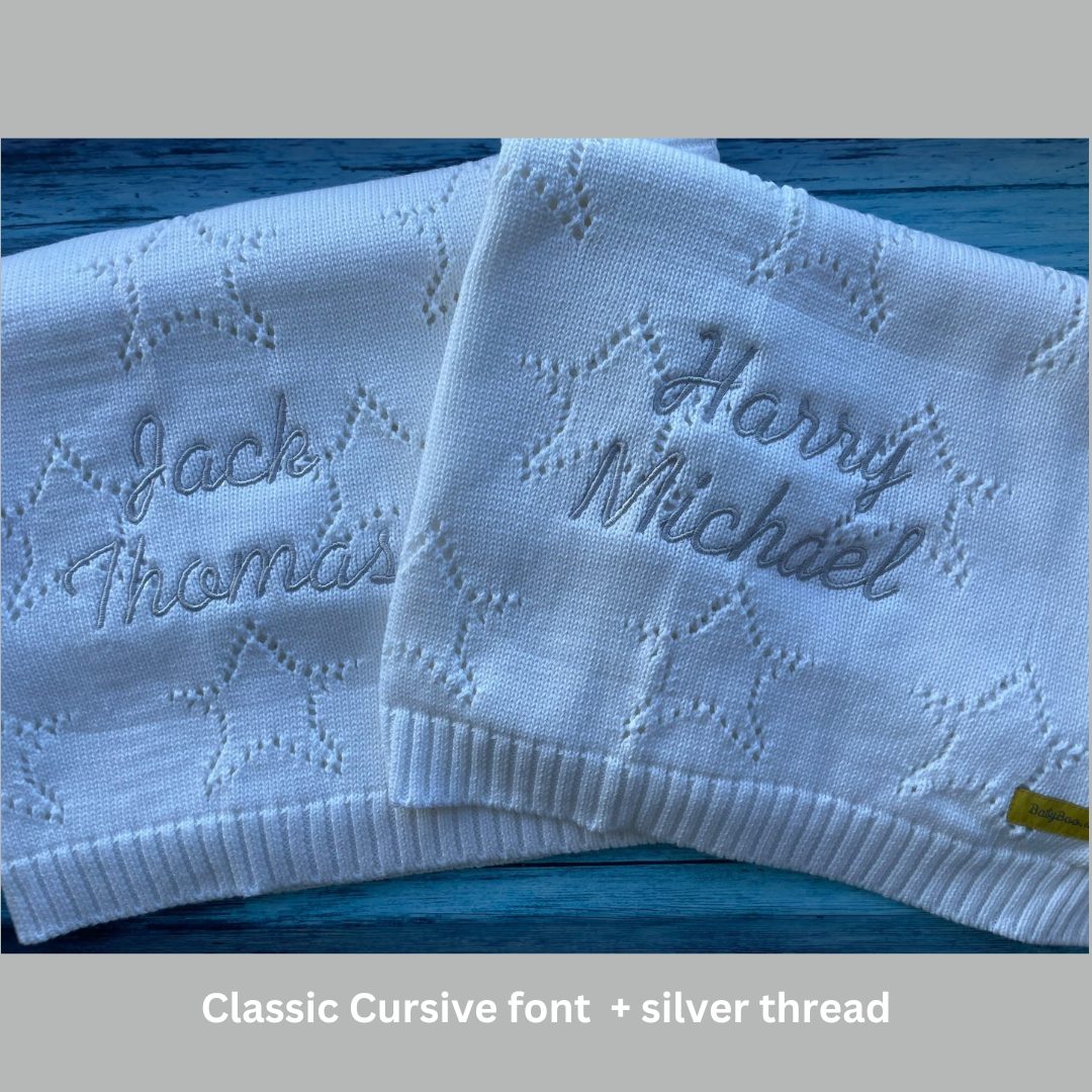 White organic cotton star style BlankieBoo