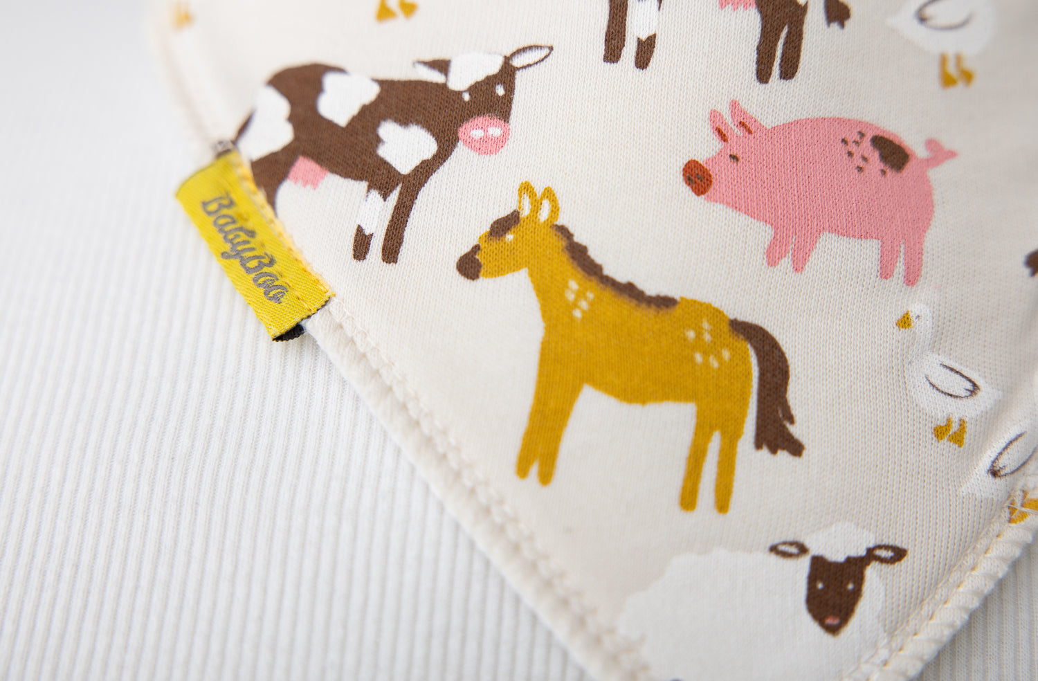 CREAM Barnyard Buddies organic cotton DribbleBoo bandana bib