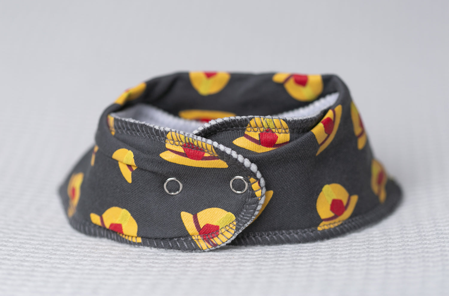 Grey firefighter organic cotton DribbleBoo bandana bib