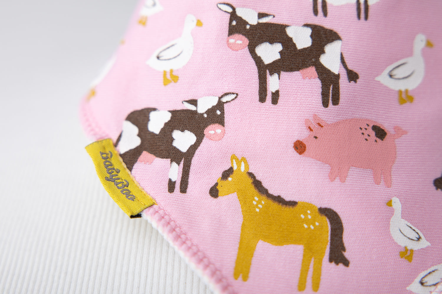 PINK Barnyard Buddies organic cotton DribbleBoo bandana bib