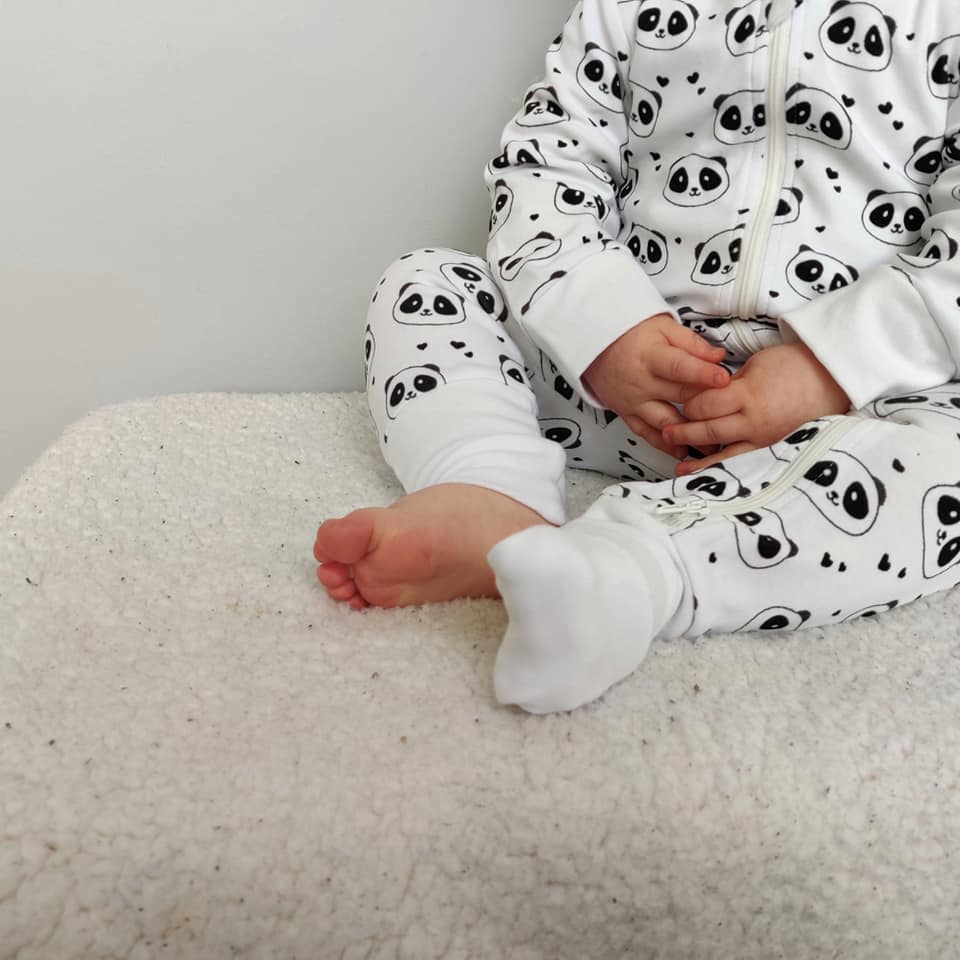 Panda love organic cotton ZippyBoo suit