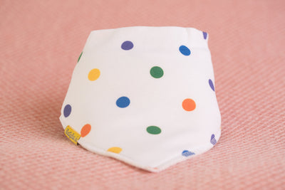 Bright polka organic cotton DribbleBoo bandana bib