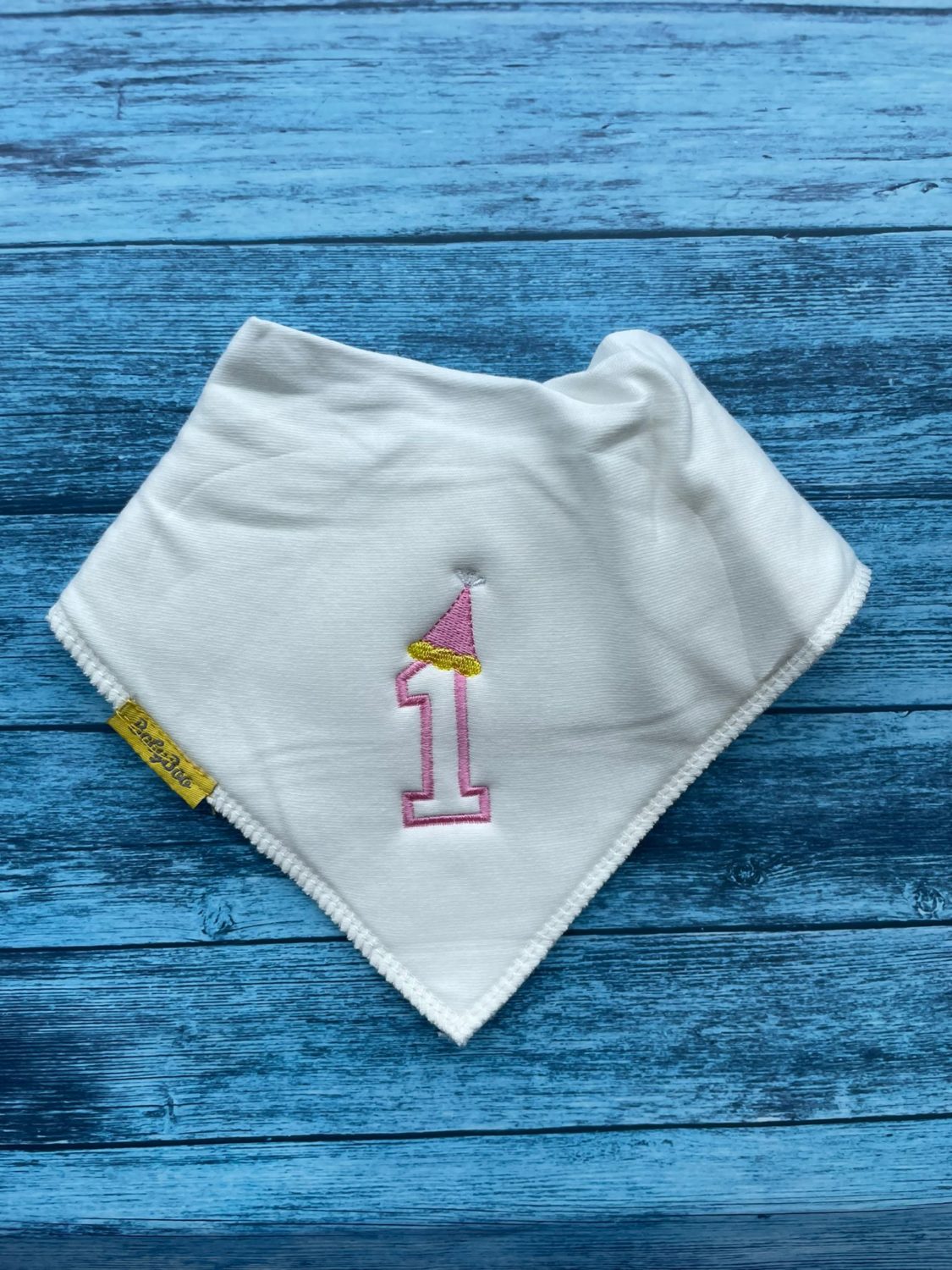 First birthday party organic cotton Dribbleboo bandana bib