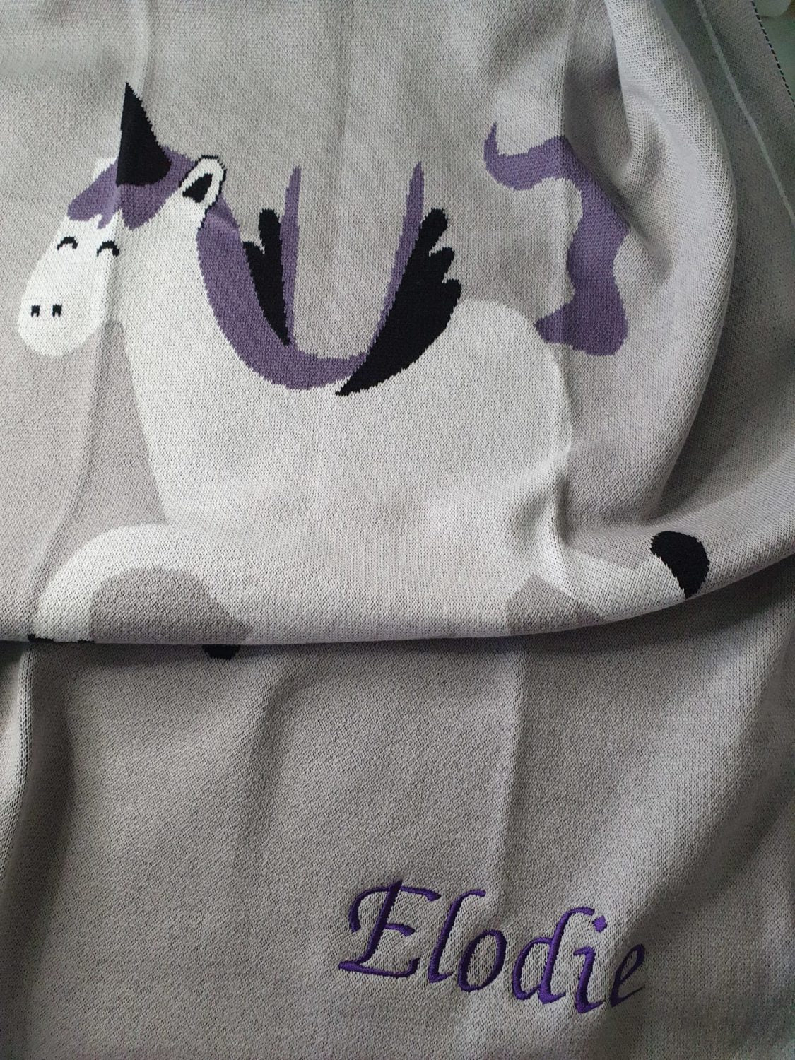 Organic cotton grey unicorn BlankieBoo