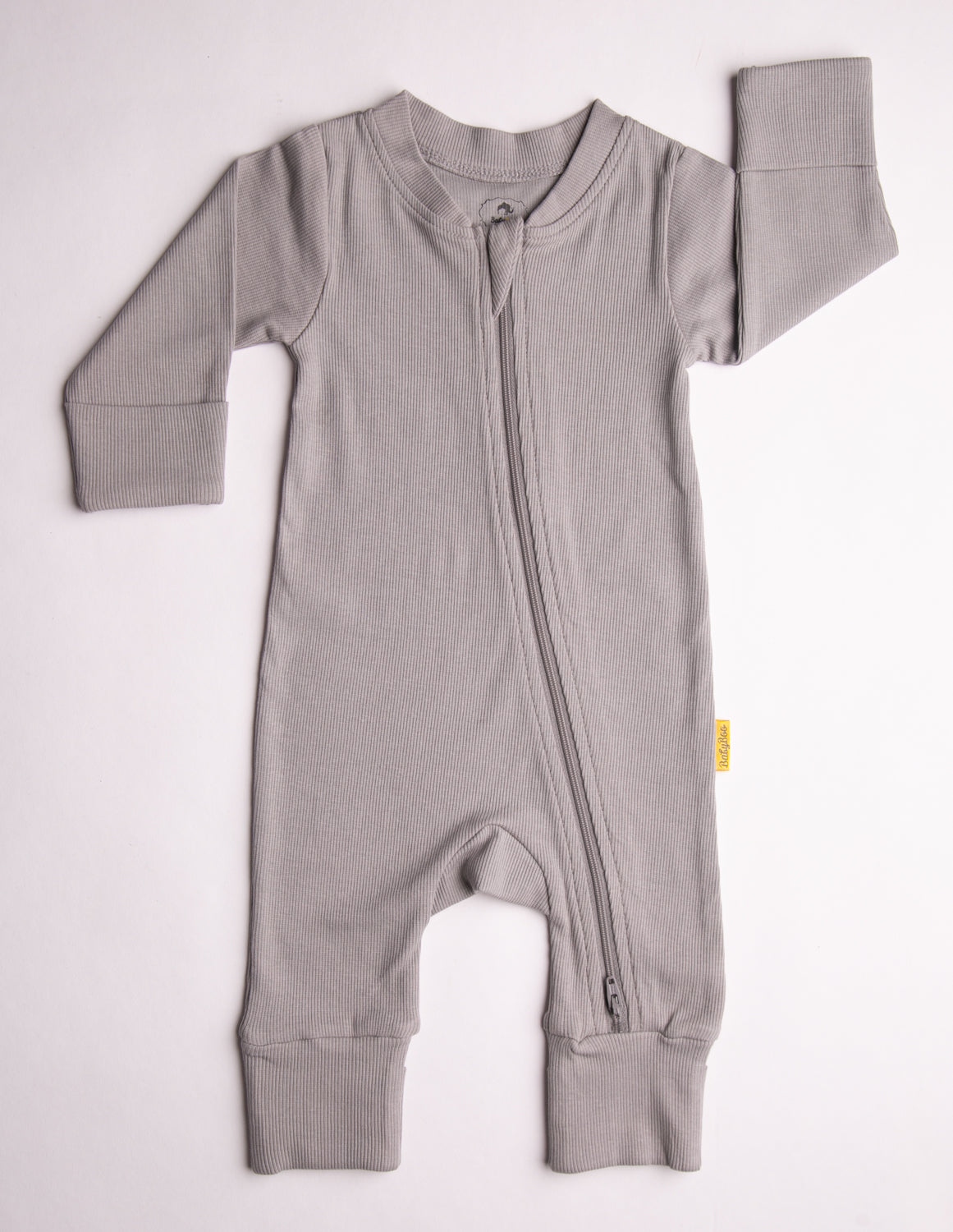Grey ribbed organic cotton ZippyBoo suit