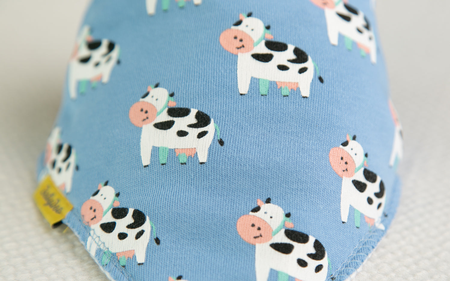 Blue bessie cow organic cotton DribbleBoo bandana bib