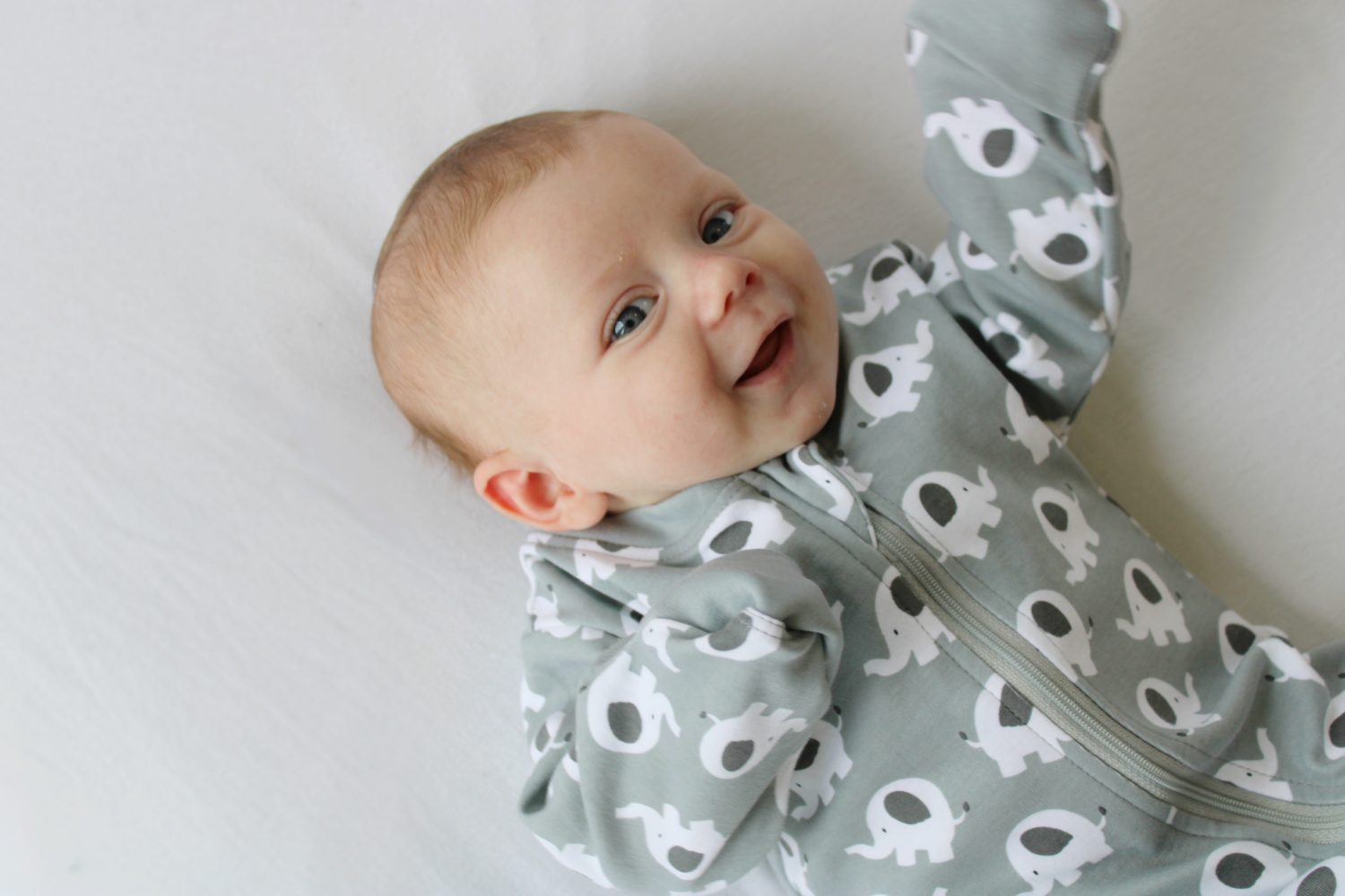 Dark grey Ellie elephant organic cotton ZippyBoo suit