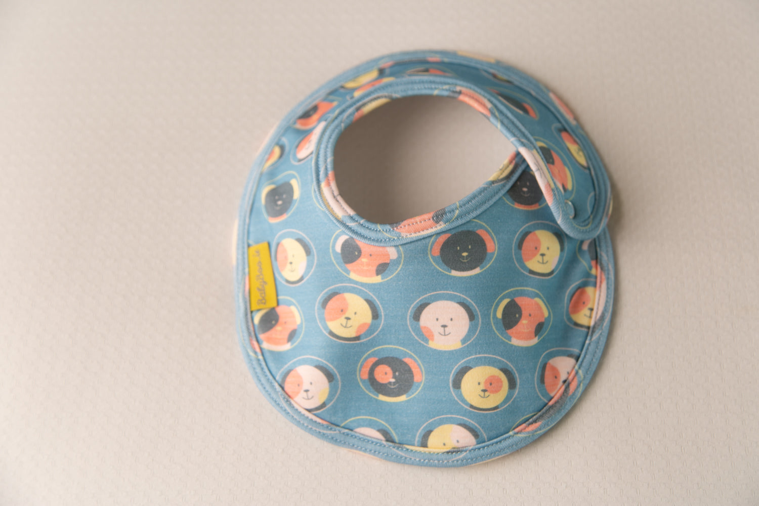 Teal Space Dogs organic cotton LittleBoo baby bib