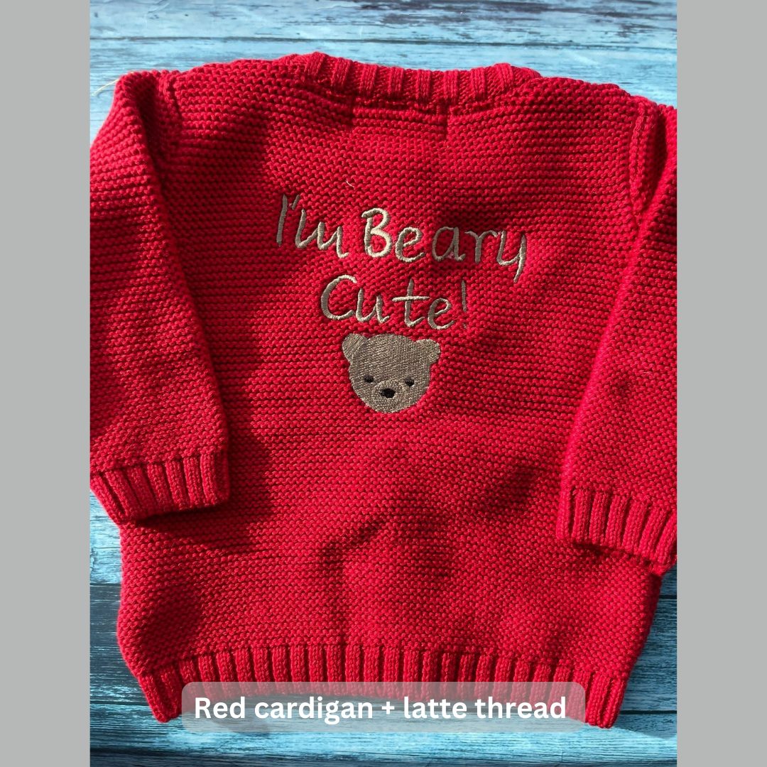 Red organic cotton zipped cardigan