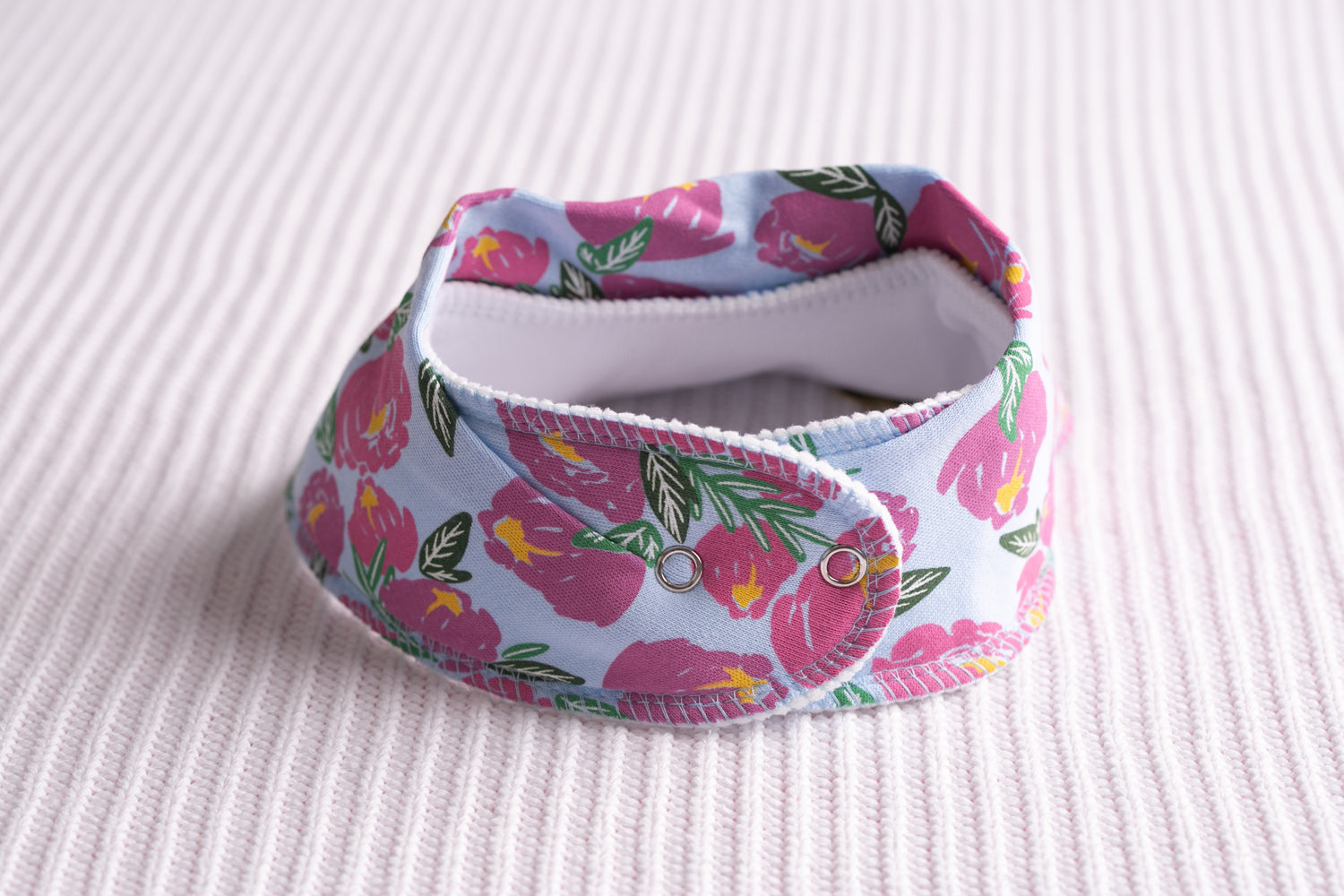 Blue peonies organic cotton DribbleBoo bandana bib