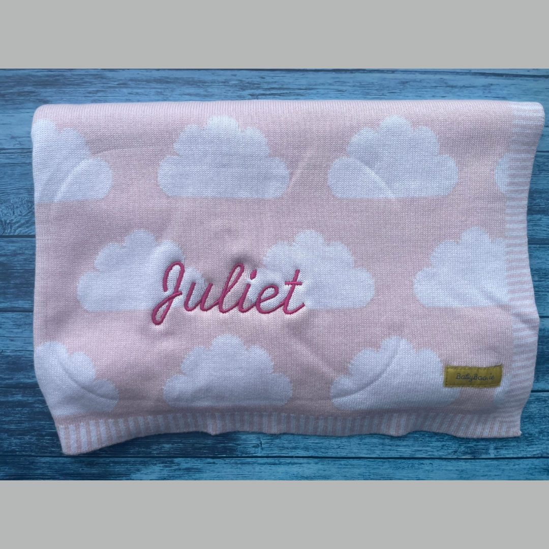 Organic cotton pink clouds BlankieBoo