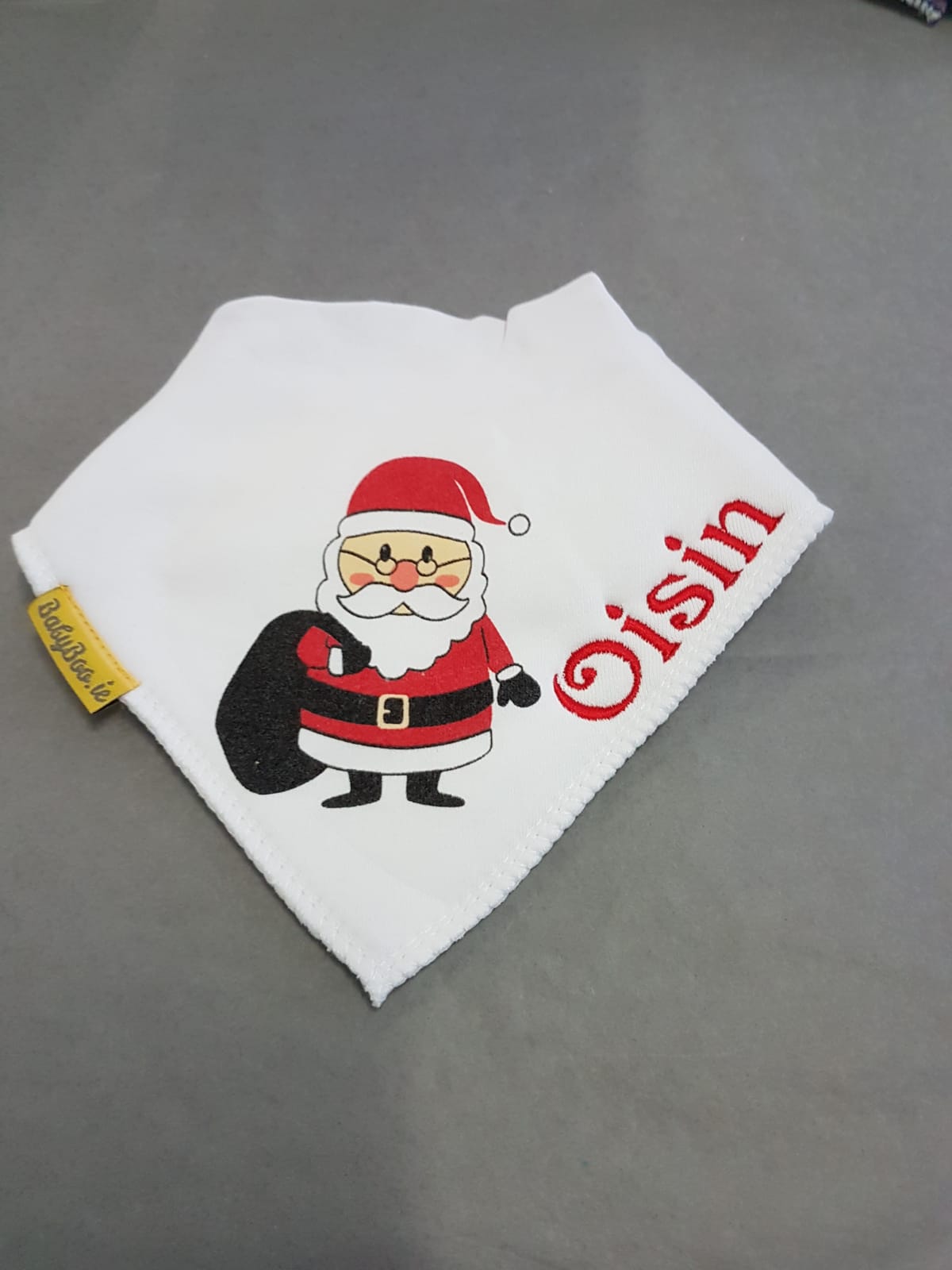 Personalised just Santa organic cotton bandana bib
