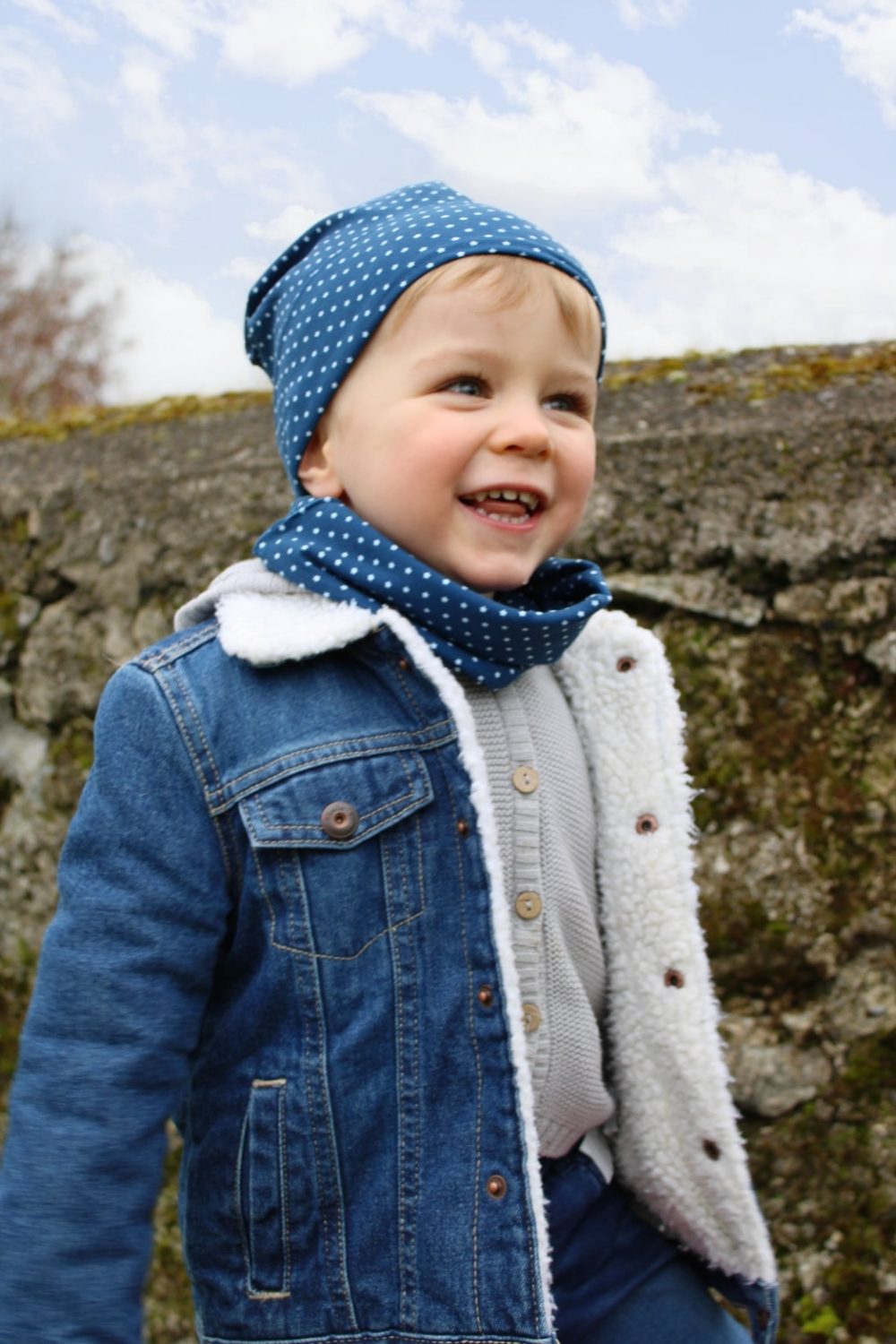 Tiny navy stars organic cotton BooLoop Scarf