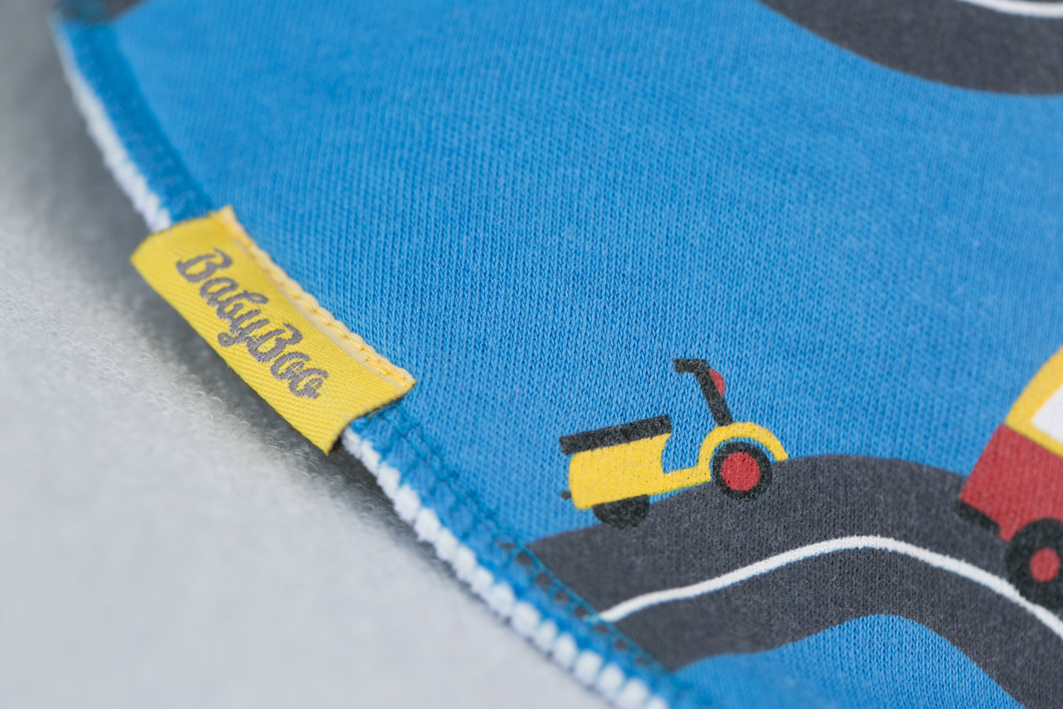 Driving around organic cotton DribbleBoo bandana bib