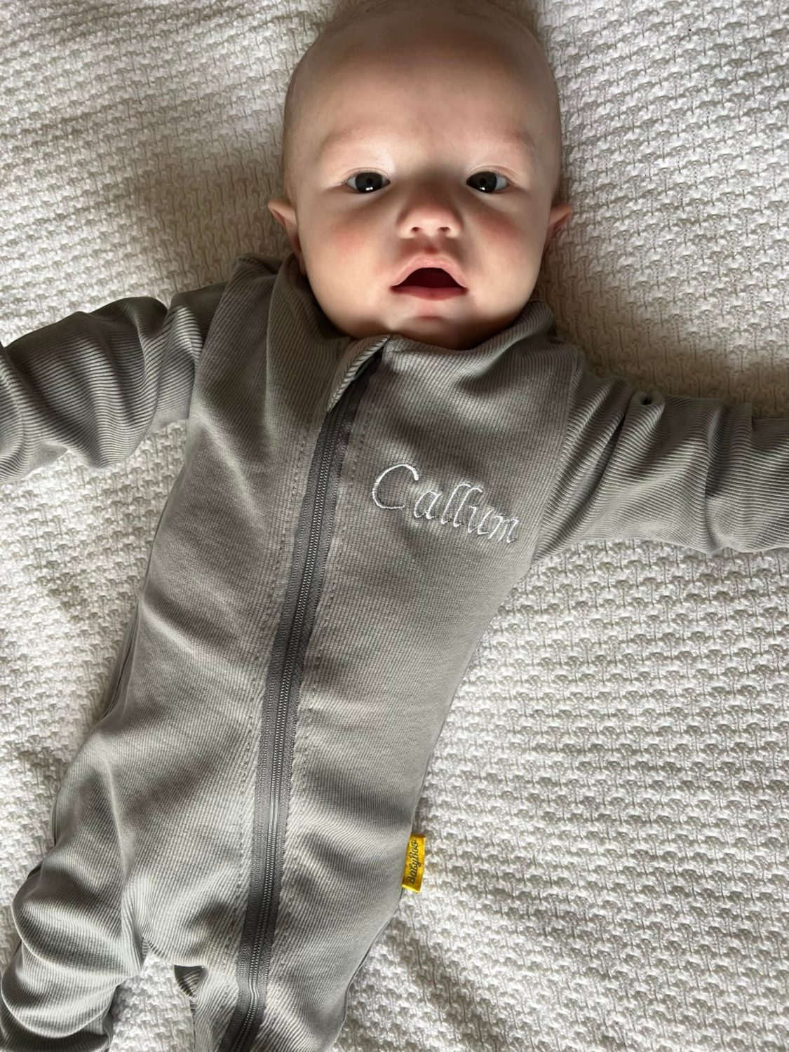 Grey ribbed organic cotton ZippyBoo suit