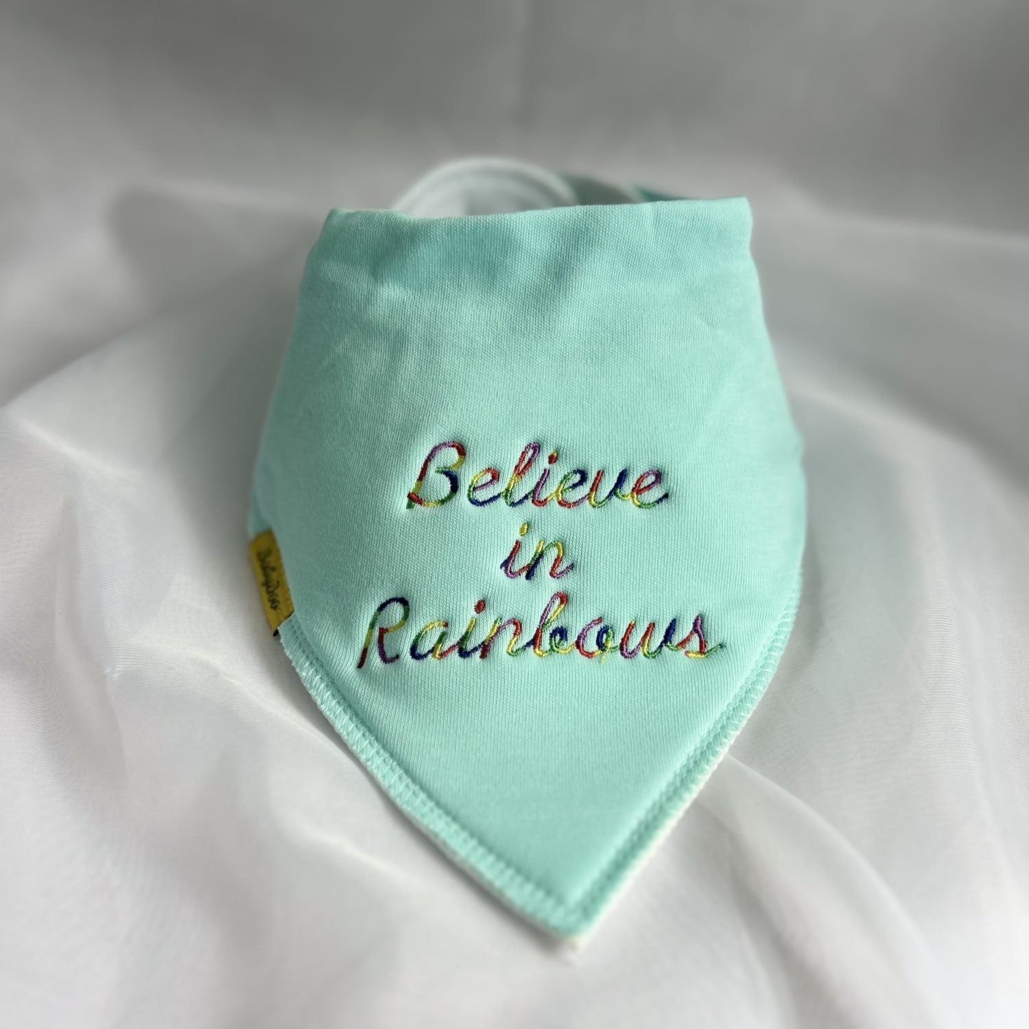 Believe in Rainbows organic cotton DribbleBoo bandana bib