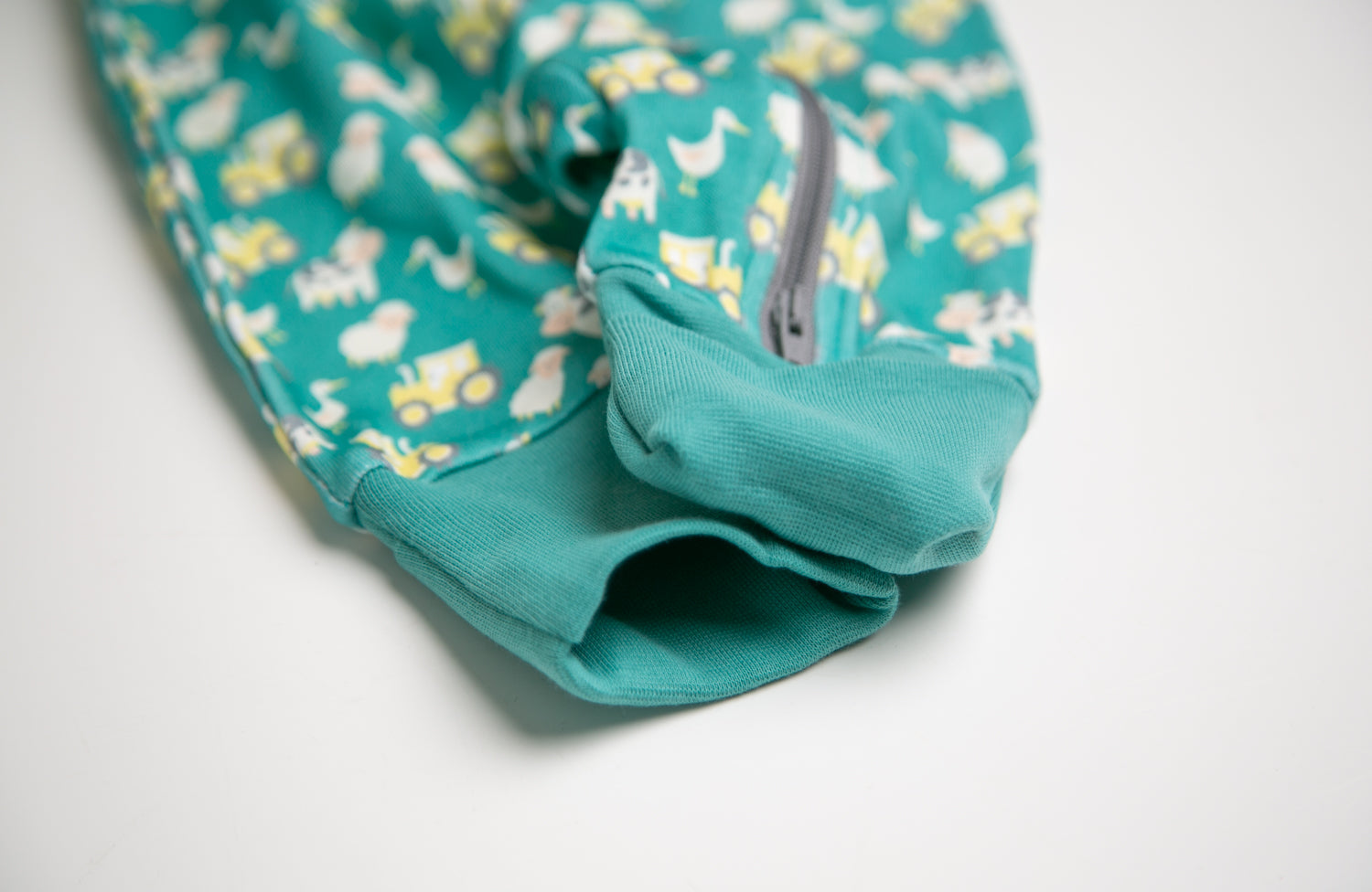 Jade Farmyard organic cotton ZippyBoo suit