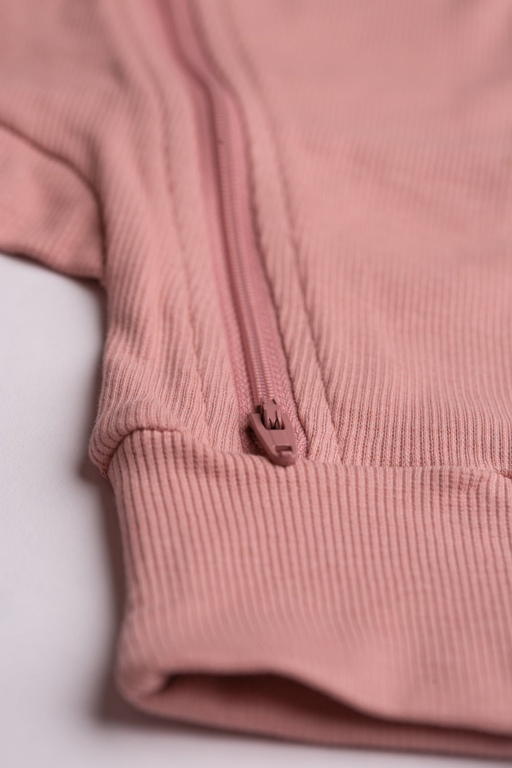 Rose ribbed organic cotton ZippyBoo suit