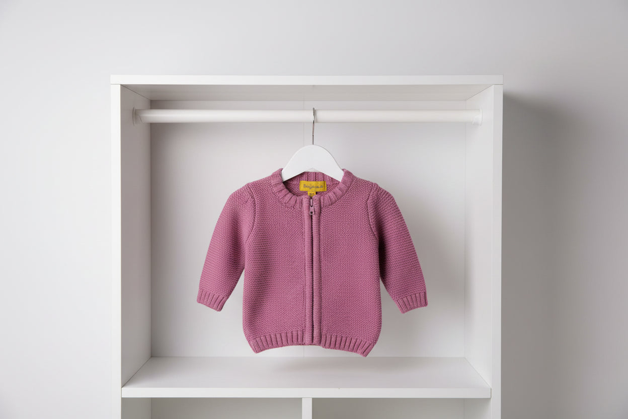 Magenta organic cotton zipped cardigan