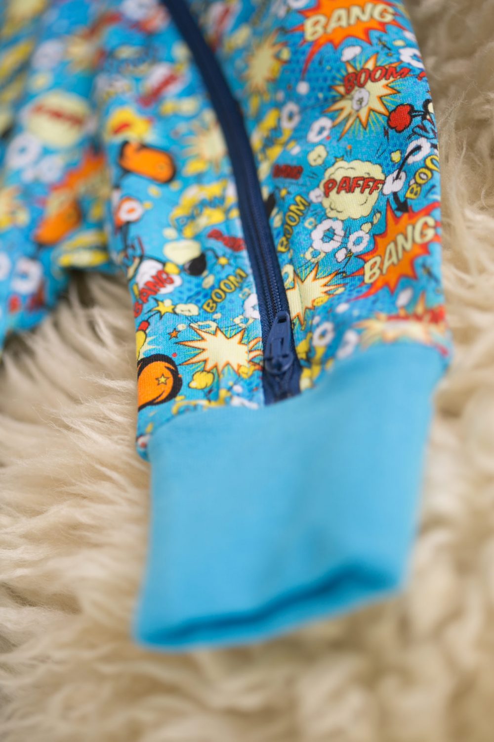 Superheroes organic cotton ZippyBoo suit