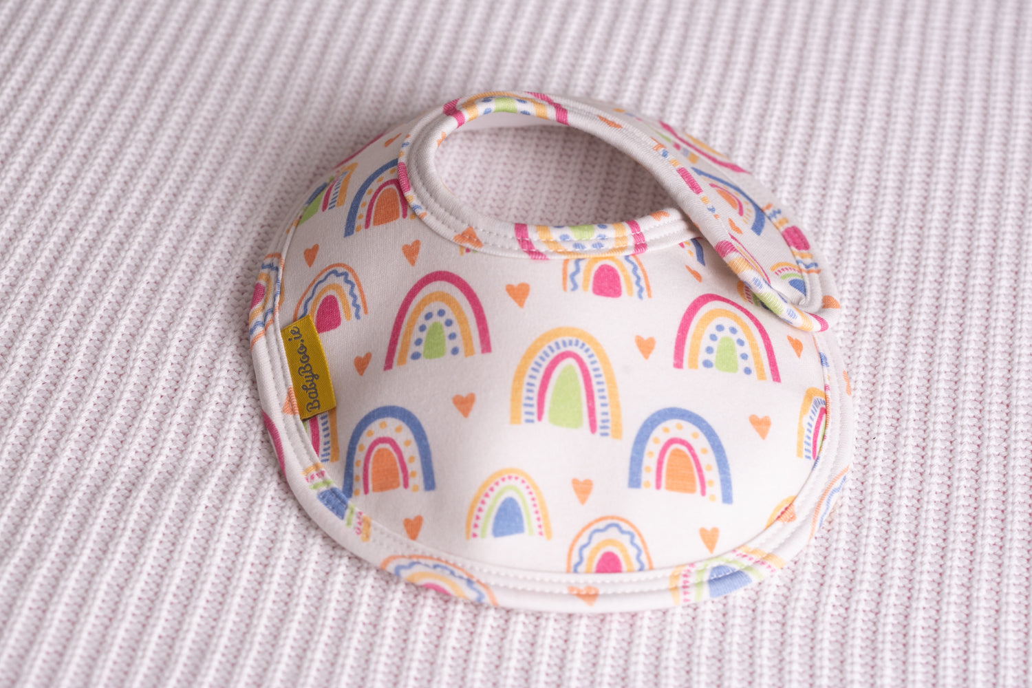 Boho rainbows organic cotton LittleBoo baby bib