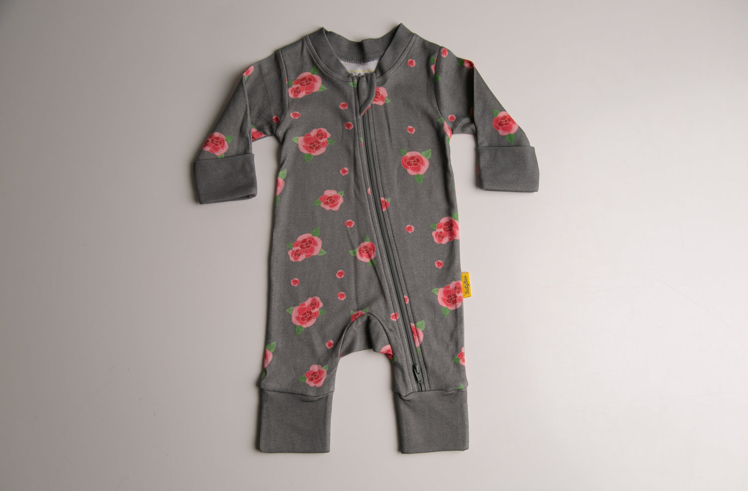 Grey roses organic cotton ZippyBoo suit