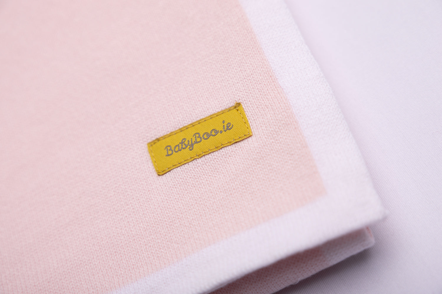 Classic border baby pink organic cotton BlankieBoo
