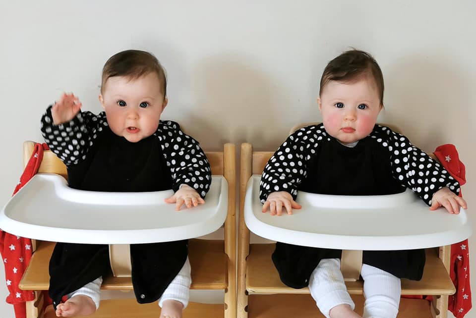 Monochrome dotty YummyBoo feeding bib