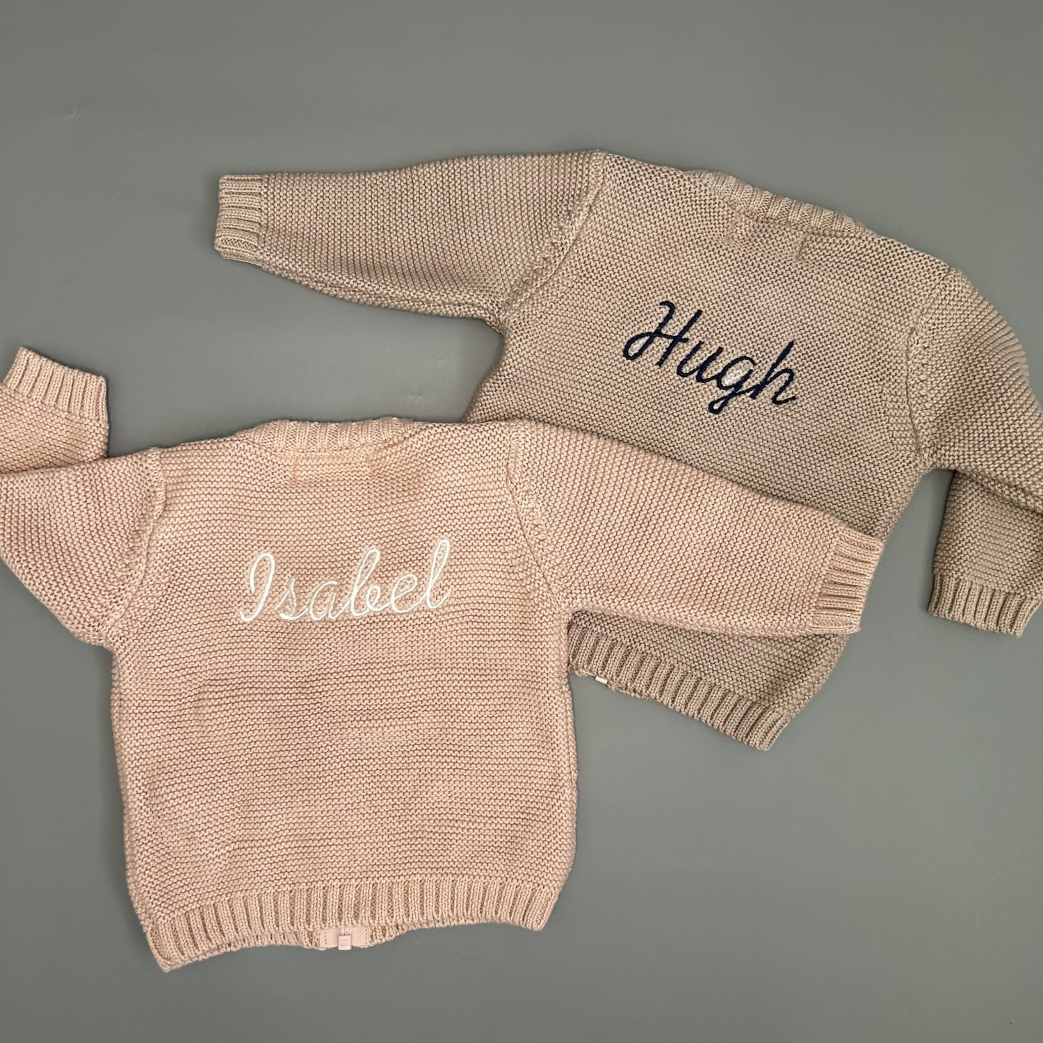 Stone organic cotton zipped cardigan