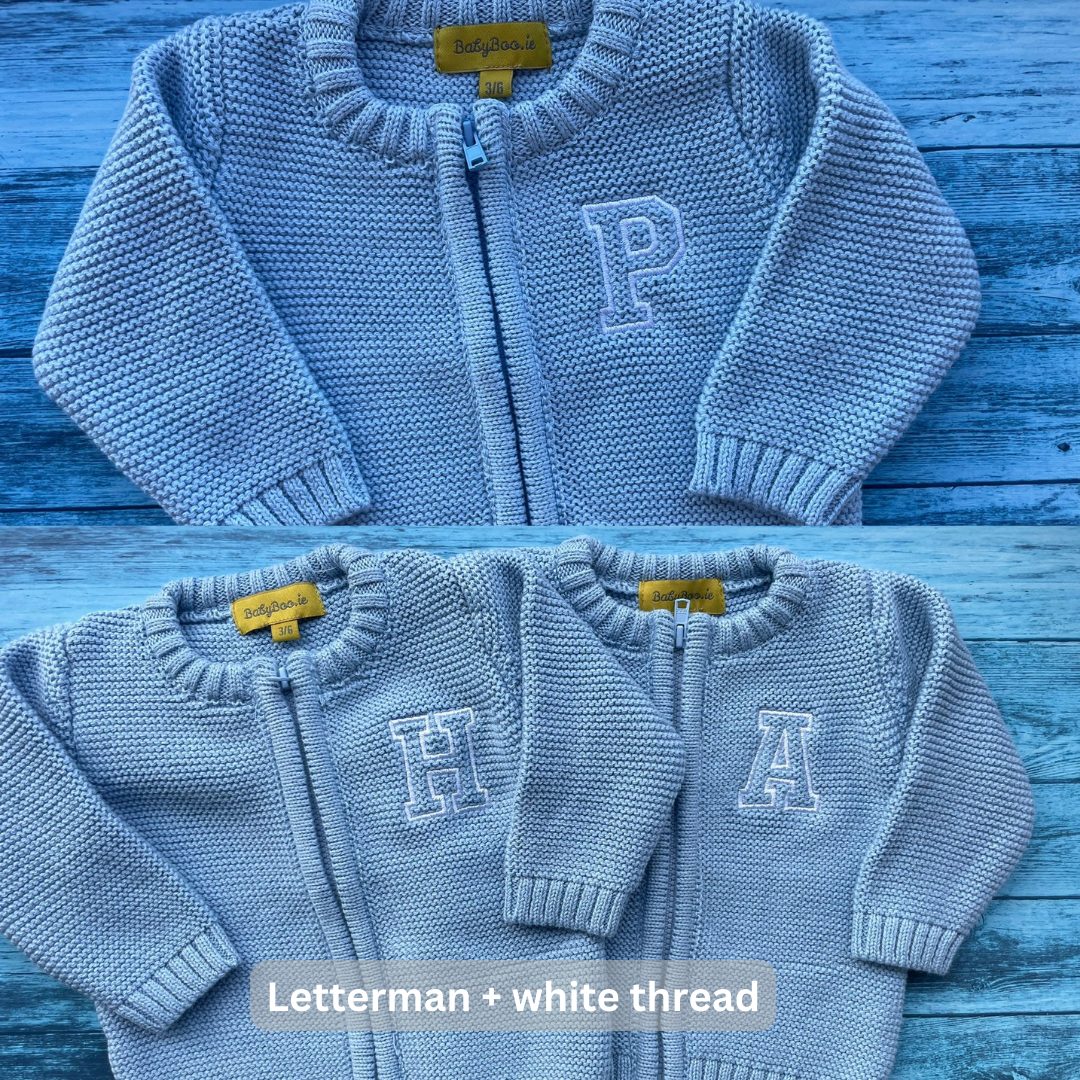 Baby blue organic cotton zipped cardigan