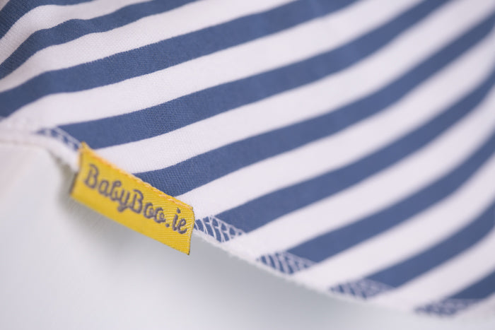 Blue stripes organic cotton DribbleBoo bandana bib