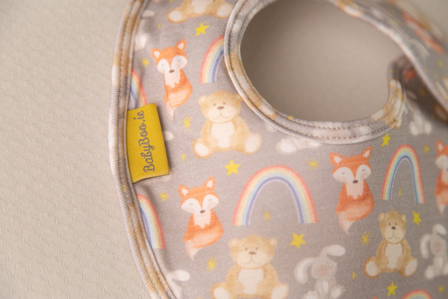 Woodland Friends organic cotton LittleBoo baby bib