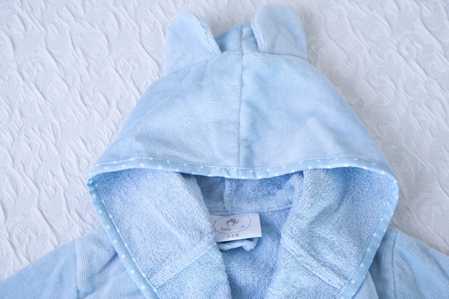 Baby blue with white stars organic cotton CozyBoo robe