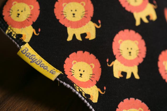 Black Larry the lion organic cotton DribbleBoo bandana bib