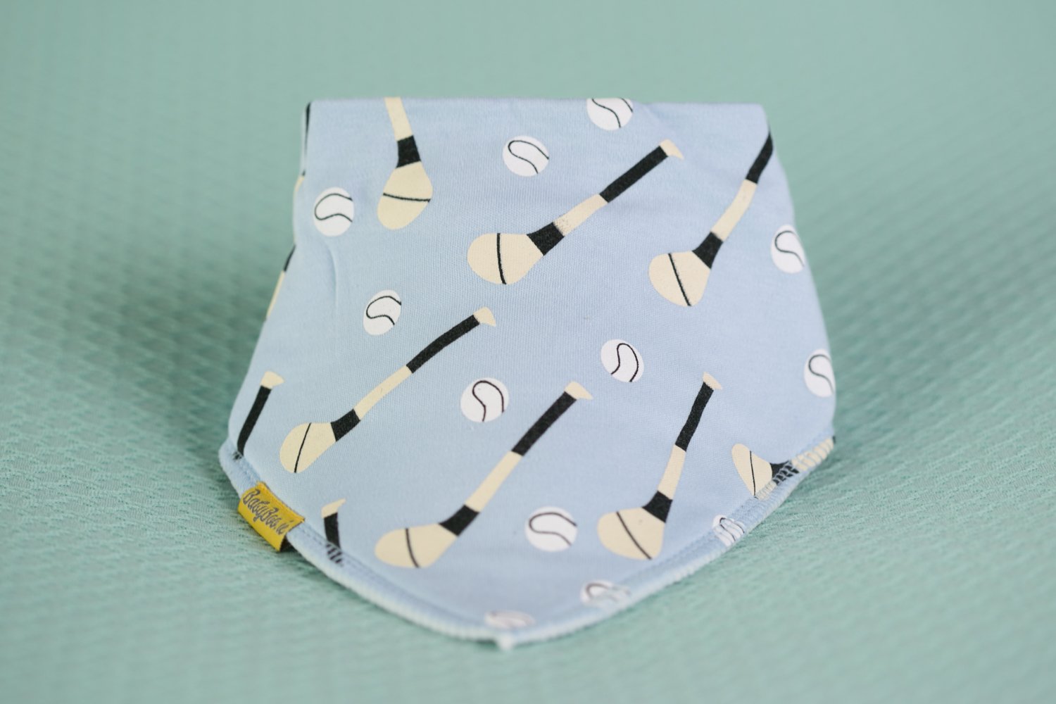 Baby blue GAA mad organic cotton DribbleBoo bandana bib