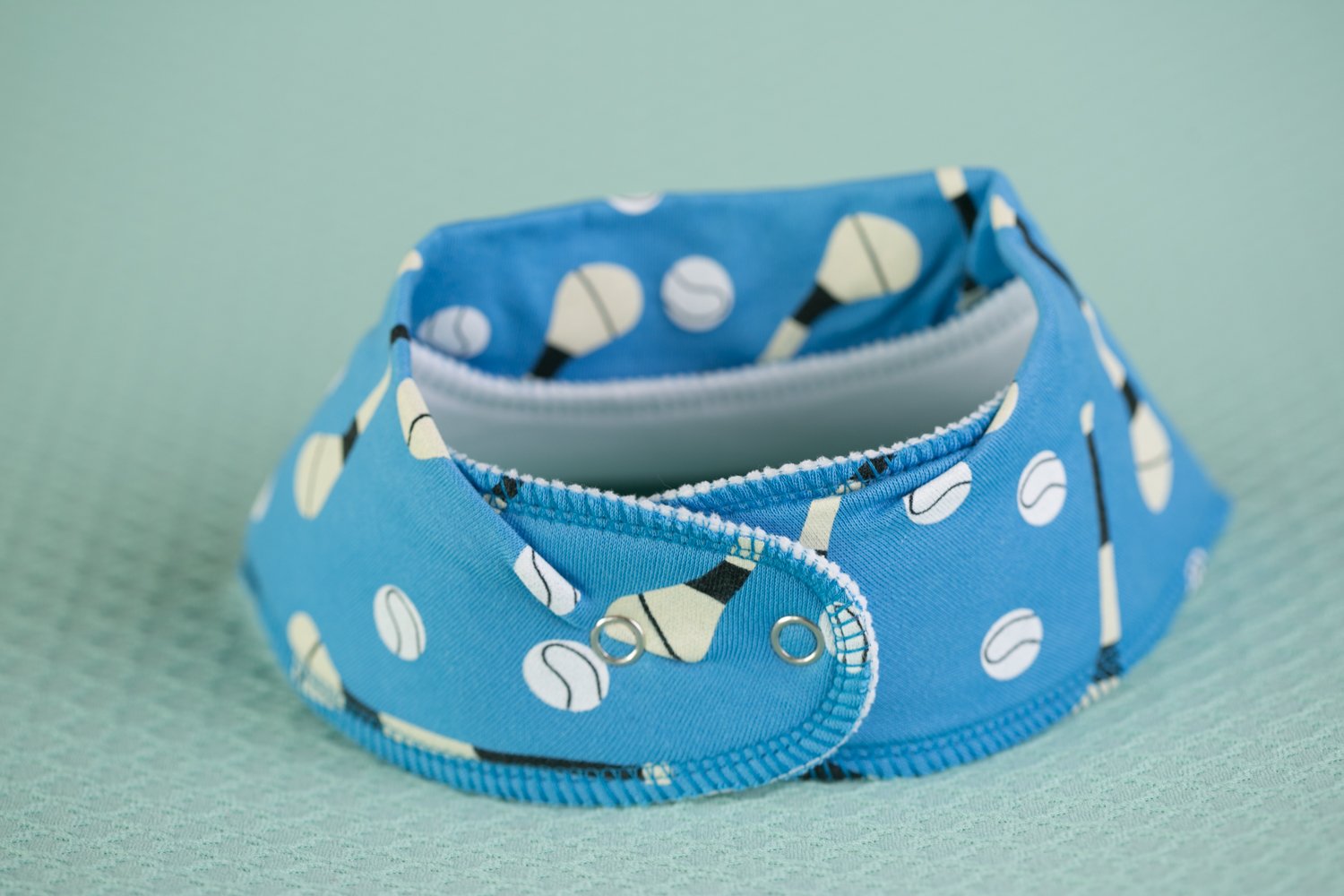 Blue GAA mad organic cotton DribbleBoo bandana bib