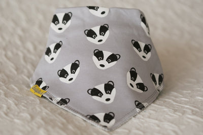 Broc the badger organic cotton DribbleBoo bandana bib