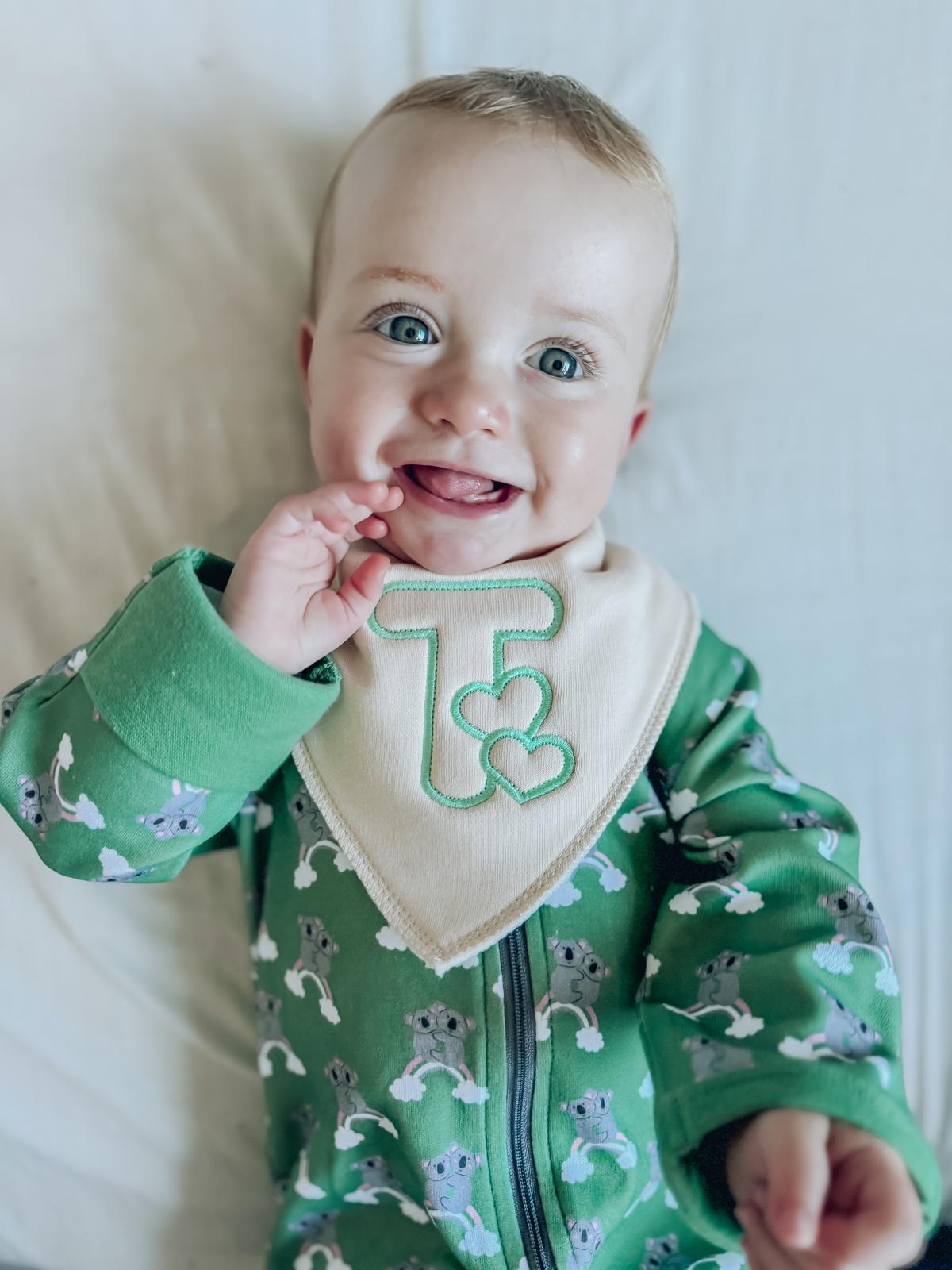 Bubble Letter Organic Cotton DribbleBoo Bandana Bib