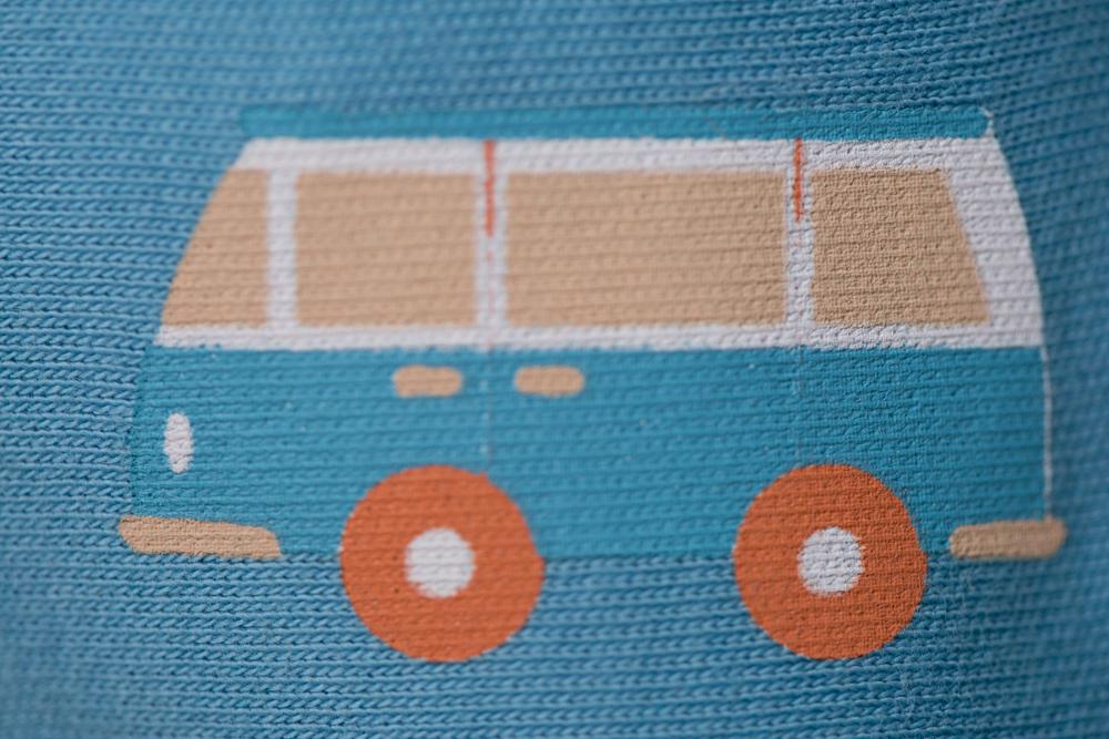Vintage campervan organic cotton DribbleBoo bandana bib